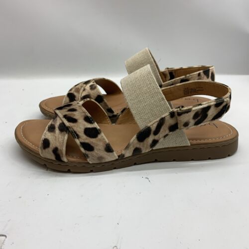 Born BOC Women's Caty Sandal Size 10 Leopard Vegan Shoe Ankle Strap Flat Casual