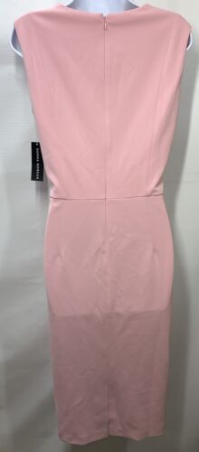 Donna Morgan Womens Midi Sheath Dress 12 Neck Cutouts Stretch Pink Sleeveless