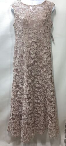 Alex Evenings Women's Long Fit Sleeveless Flare Dress Rose Lace lace Size 6P