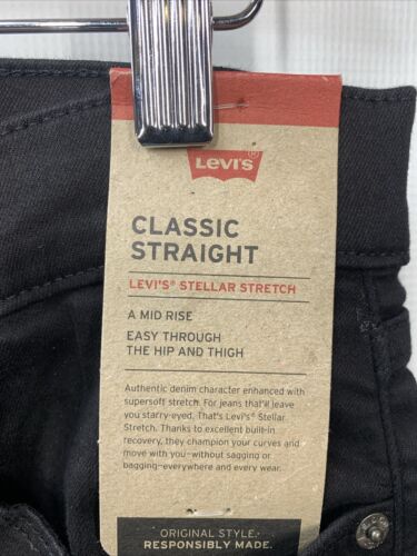 Levi's Women's Classic Straight Mid Rise Black Jeans 6 Short W28L28 Long Pants