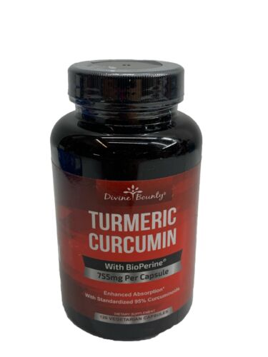 Divine Bounty Turmeric Curcumin with Bioperine 755 mg 120 Vegetarian Capsules