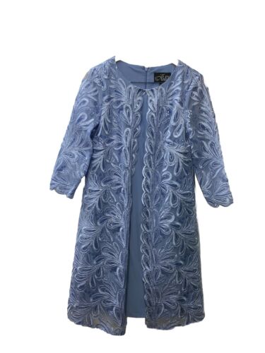 Alex Evenings Women's 81122549 Short Embroidered Elongated Mock Jacket Dress 8