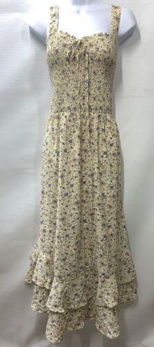 GRACE KARIN Summer Floral Boho Dress Square Neck Strapped Swing Size 2XL Yellow