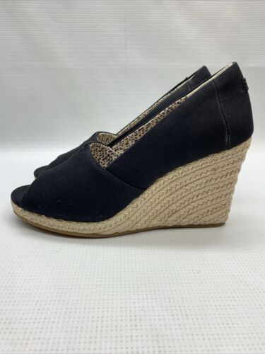 Toms Michelle PeepToe Heeled Wedge Shoes Casual High Heel 10017901 Size 7 Slipon