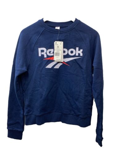 Reebok Mens Classic Vector Logo Sweatshirt Blue Long Sleeve FK2764 Blue Size S