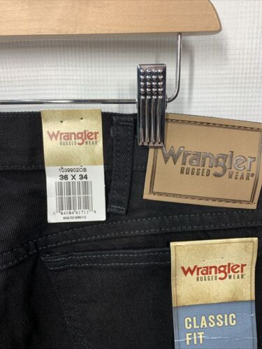 Wrangler Mens Rugged Wear Classic Black Fit Jean Size 36x34 Long Pants 1039902OB