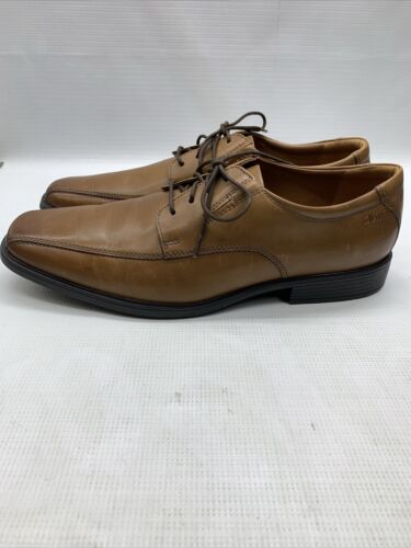 Men's Clarks, Tilden Walk Oxford Shoe 26130095 Dark Tan Leather Size 13M Lace-up