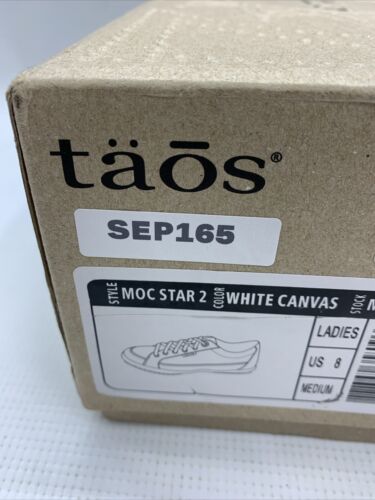 Taos Moc Star White Canvas Distressed Women's Sneaker Size US 8 M Lace-up Shoes