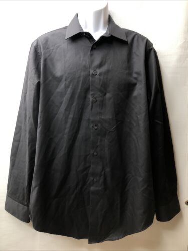 Calvin Klein Men's Dress Shirt Solid Black Non Iron Slim Fit 16.5 (34/35) Collar