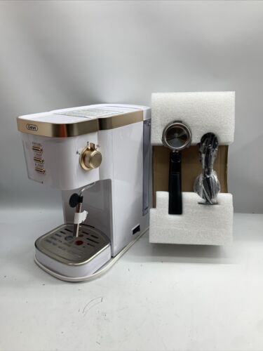 Gevi 2-in-1 Espresso Coffee Machine 20 Bar, Milk Frother GECME022-U White Gold