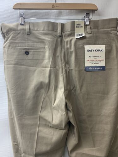 Mens Dockers Easy Khaki Classic Fit Stretch Flat Front Long Pants Size 40x36 Tan