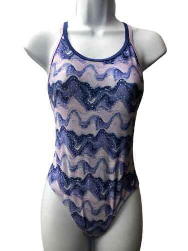 Under Armour One Piece Swimsuit Girls Size 12 Nebula Purple Waves UASGK11S-530