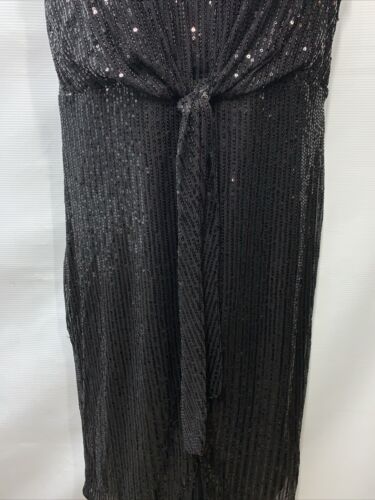 GRACE KARIN Sequin Sparkly Dresses  Glitter Front Tie Cap Sleeves Size L Black