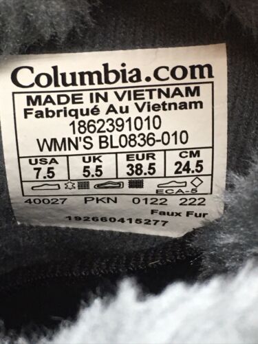 Columbia Ice Maiden Shorty Black Grey Women’s 7.5 200G Insulation WP BL0836-010