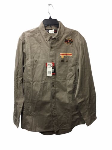 Wrangler Riggs Workwear Men's Logger Twill Long Sleeve Workshirt, Khaki, Medium