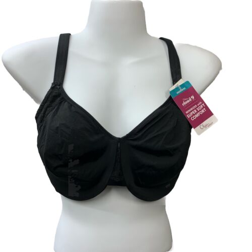 Olga GI8961A Cloud 9 Underwire 2-Ply Minimizer Bra Black GI8961A Soft Size 42 C