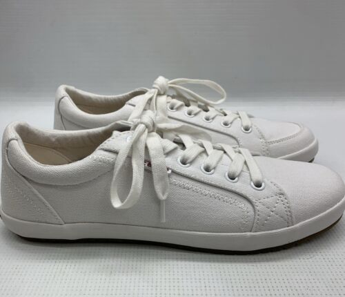 Taos Moc Star White Canvas Distressed Women's Sneaker Size US 8 M Lace-up Shoes