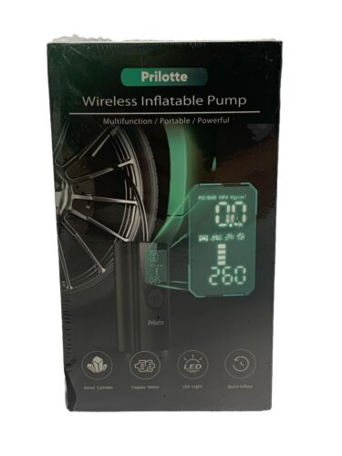 PRILOTTE Wireless Inflatable Air Pump Multi Functional Black Portable Led Light