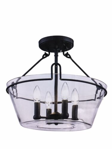 Monteaux Lighting 16.5" 4-Light Black Semi-Flush Mount w/Clear Glass 1006376532