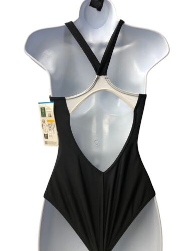 Arena Women's W Threefold V Back One Piece Swimsuit Swimming Costume Black BNWT