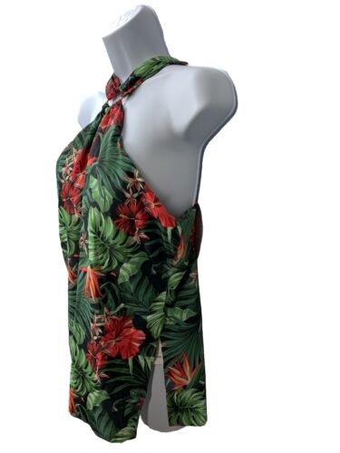 Grace Karin Womens Multiclor Leaf Print Halter Tankini Swimsuit Top Slit Size XL