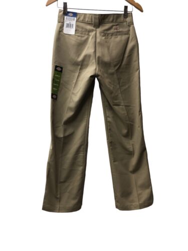 Dickies Boys' Slim Straight Long Pant Size 12 Khaki Work Pant Style Waistband