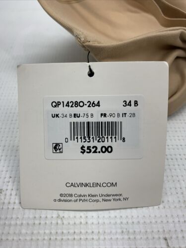 Calvin Klein QP1428 Women's Form Push Up, T-Shirt Microfiber Bra Beige Size 34B