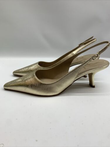 Sam Edelman Women's Bianka Slingback Pump Gold Met Heel Sandal I2677S2900 Size 9