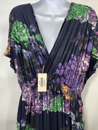 KOH KOH Women Long Floral Print Modest Flowy Summer Maxi Dress Size Large V-neck