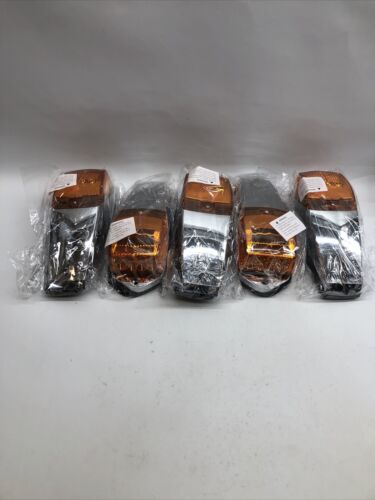 5PCS Truck Cab Marker Light 17 LED Amber Top Roof Running Lights W/Chrome Base T