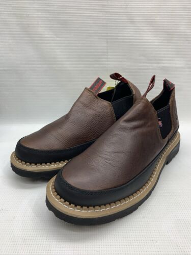 SUREWAY Men SlipOn Work Boots SW501 Dark Brown Full Grain Tumble Leather Sz 10.5