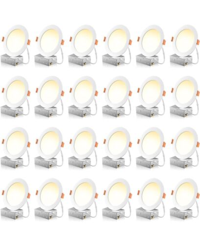 6 Inch 5CCT Ultra-Thin LED Recessed Ceiling Light with Junction Box - 24 Pack