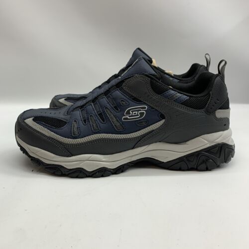 Skechers MEN AFTER BURN Extra Wide Width 51866 Navy Grey Size 10 Lace-up Shoes