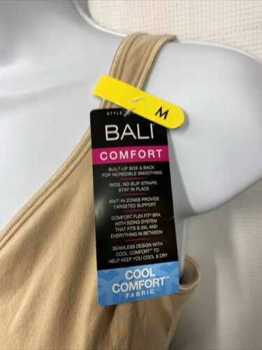 Bali Bra Medium Nude Comfort Cool Comfort Fabric DF3484 No-slip Straps Size M