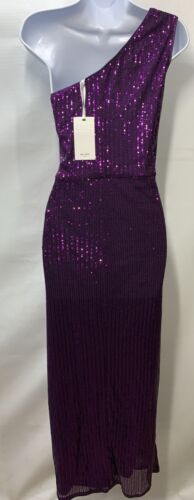 GRACE KARIN Women Sleeveless One Shoulder Sequin Dress Wrap Dress Size XL Purple