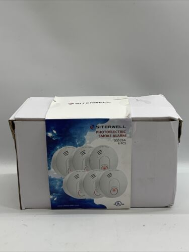 Siterwell Photoelectric Smoke Alarm Detector GS526A White for Bedroom - 6 Pack