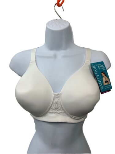 Vanity Fair 71380 Women's Beauty Back Full Figure Wirefree Bra Size 42B White