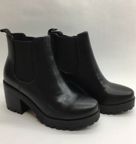 Soda Top Shoes Jaber Ankle Boot W Lug Sole Elastic Gore and Chunky Heel 7.5