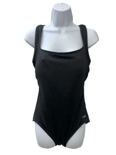 Tyr One Piece Swimsuit Durafast Elite Square Neck Controlfit Women Size 14 Black