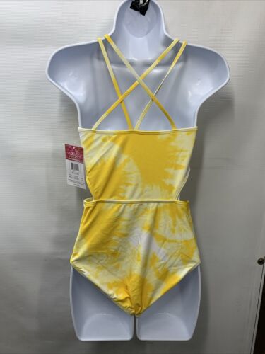 Kanu Surf Girls Swimsuit Size 16 One Piece Sport Cut Out Beach Girl Yellow 9564