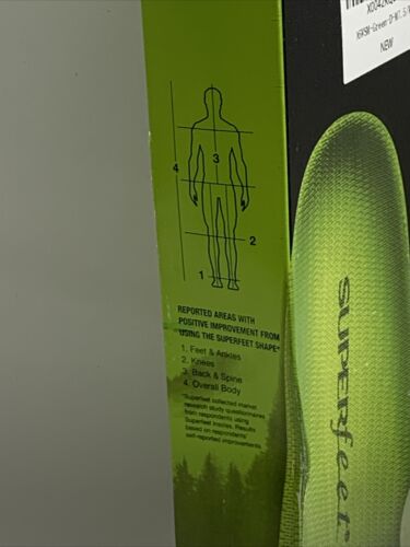 Superfeet GREEN High Arch Orthotic Insoles Size D Men's 7.5-9 Women's 8.5-10