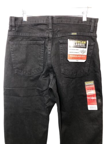 Wrangler Rustler Men’s Jeans Regular Fit Black Denim Straight Long Pants 33x30