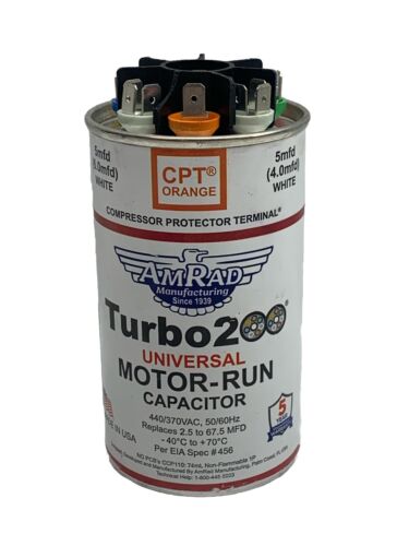 Mars Turbo 200&reg Universal Motor-Run Capacitor 2.5-67.5 MFD 440/370 Volt AC