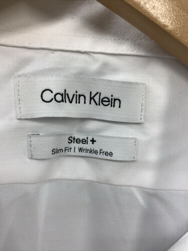 Calvin Klein Men's Dress Shirt Slim Fit Non Iron Solid French Cuff Sz 18.5 34-35