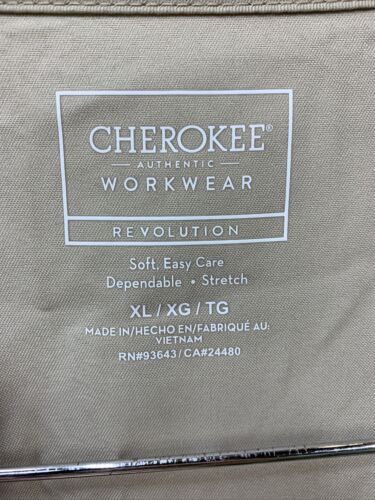 Cherokee Workwear Scrub Mock Wrap Top Shirt WW610 KAK Khaki Short Sleeve Size XL