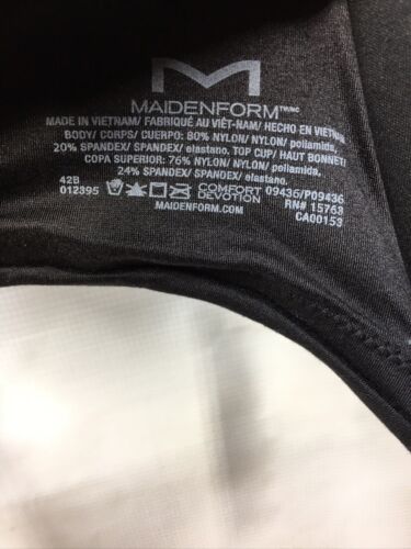 Maidenform Comfort Devotion Cushion T-Shirt Underwire Bra Size 42B Black 09436