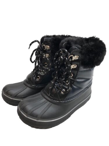 LONDON FOG Girls Size 12 Bell Court Cold Weather Warm Lined Snow Boot Black