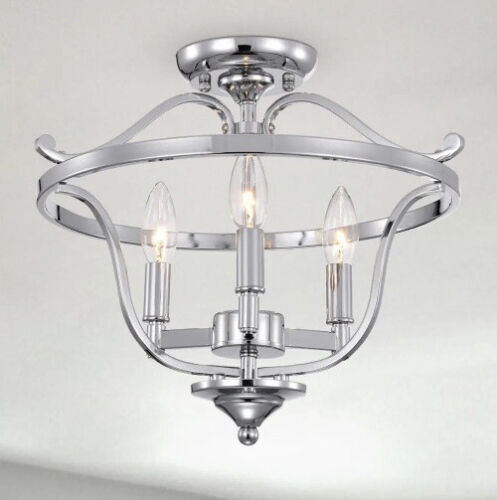 Warehouse Of Tiffany Karl Chrome 3-Light Semi-Flush Mount Light CM213/3CH