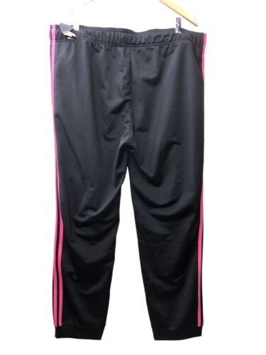 Adidas Women's Essentials 3-Stripes Jogger Long Pants Black/Pink Drawstring 2XL