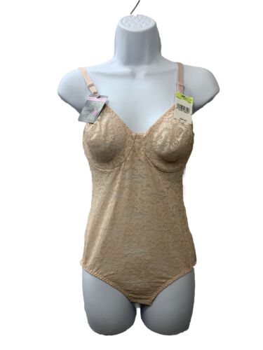 Bali Women's Lace Bodybriefer Shaper Style DF8L10 Size 36B Beige Smoothing Lace